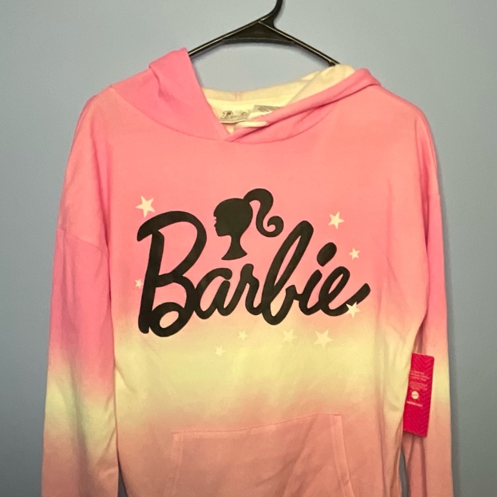 Juniors Barbie Gradient Pink and Yellow Kids Hoodie and Power puff tee shirt